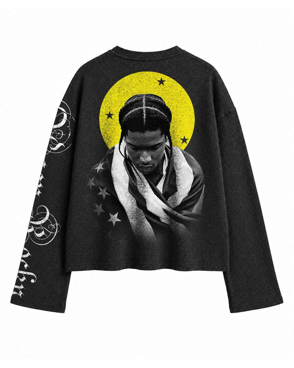 Retro A$AP Rocky Graphic Waffle Henley - Image 3
