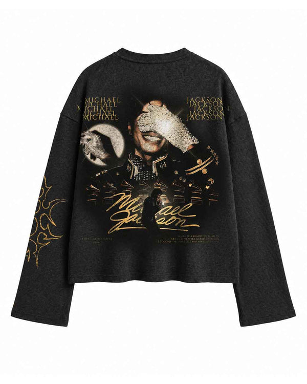 Retro Michael Jackson Waffle Henley - Image 3