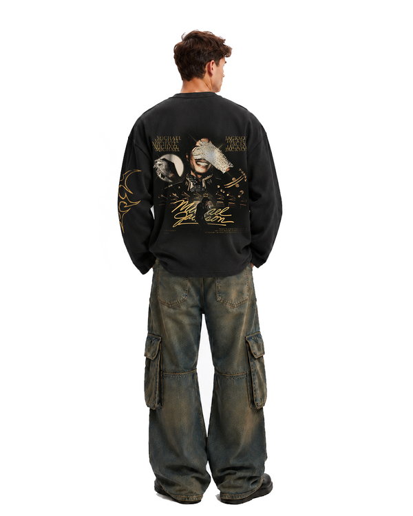 Retro Michael Jackson Waffle Henley - Image 1